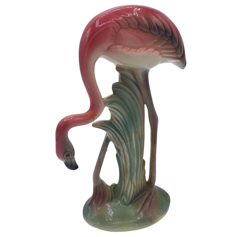 Mid-century Pink Drinking Flamingo Ceramic Tabletop Sculpture Set By Brad Keeler - 3