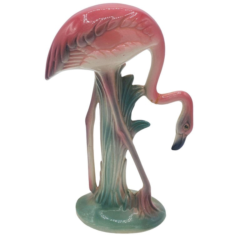 Mid-century Pink Drinking Flamingo Ceramic Tabletop Sculpture Set By Brad Keeler - 5