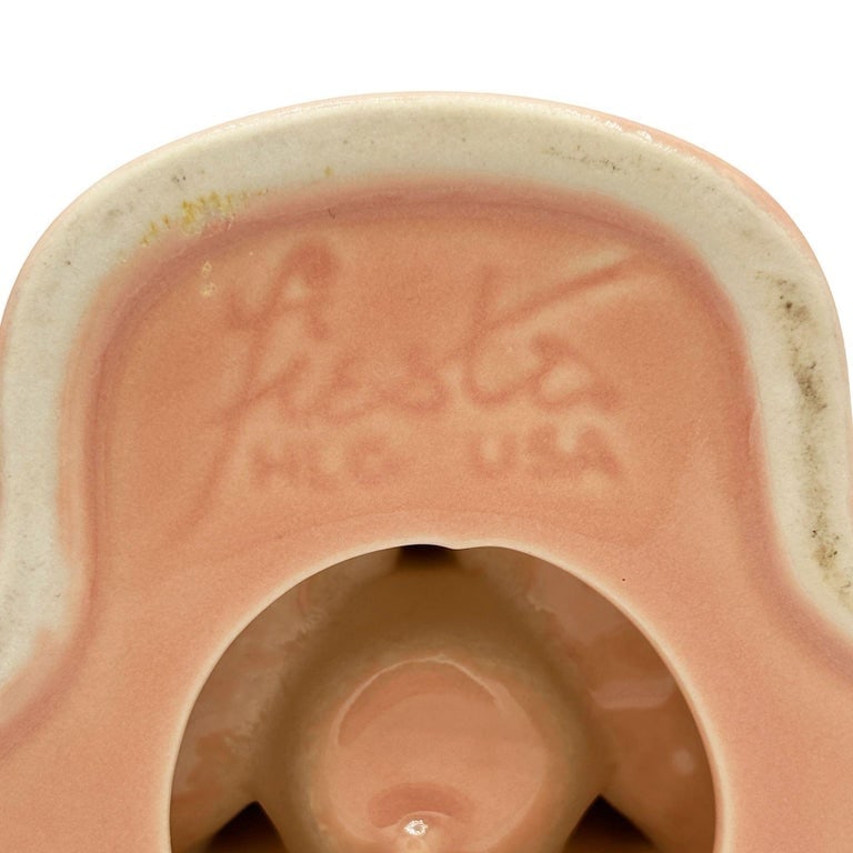 Art Deco Apricot Peach Tripod Pyramid Candleholder by Fiesta Ware, Pair - 8