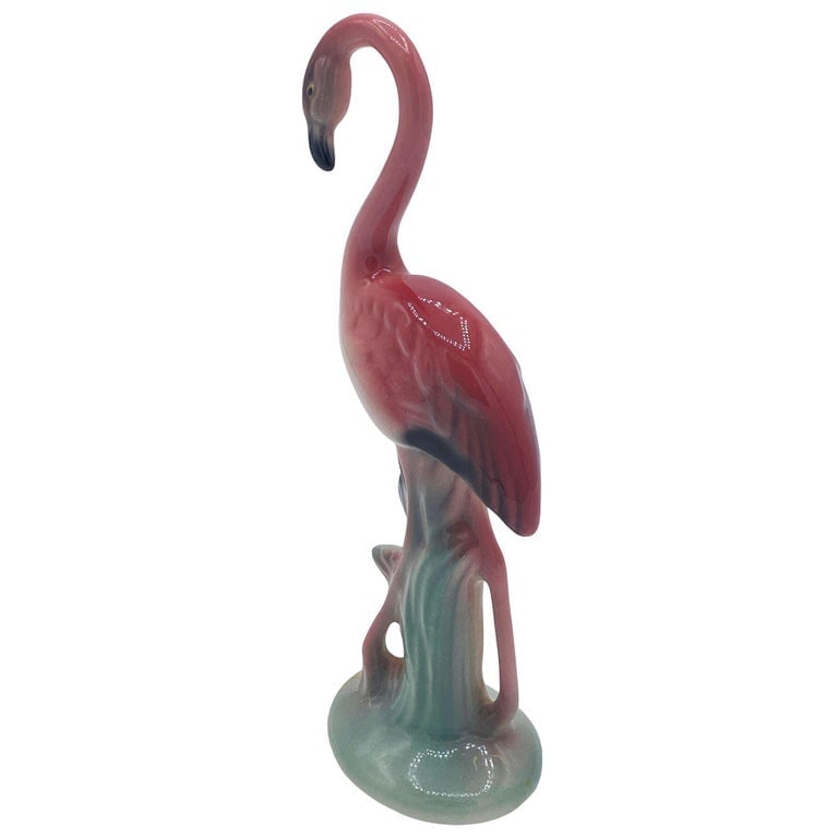 Mid-century Standing Tall Pink Flamingo Ceramic Tabletop Sculpture Brad Keeler - 3