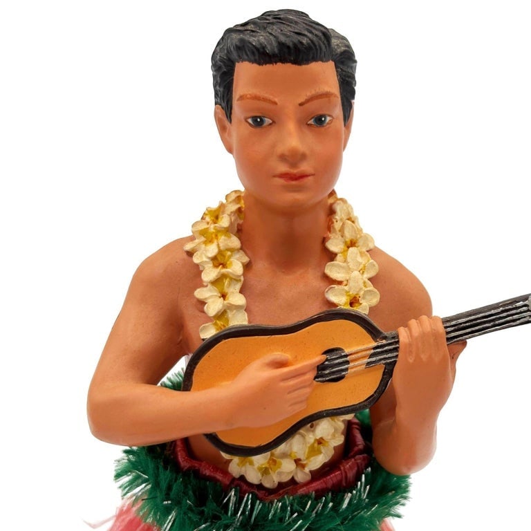 Ceramic Hawaii Hula Man Ukulele Player Bobble Doll - 3