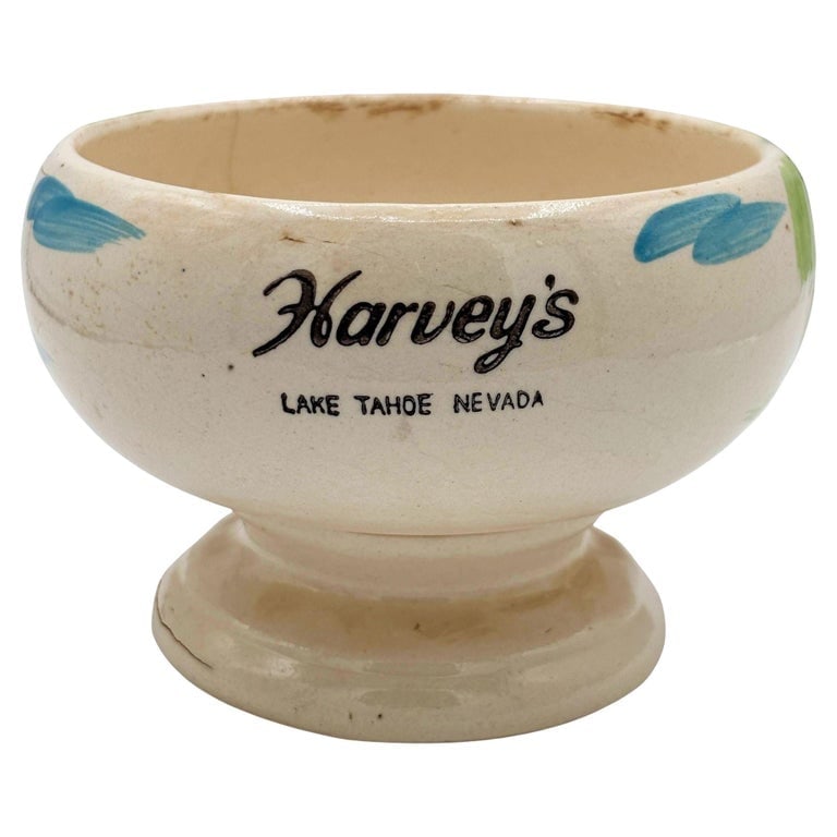 Midp-century Hand Painted Harveys Casino Lake Tahoe Hula Scorpion Tiki Mug Bowl: Original 1950s Harveys Lake Tahoe tropical hula Scorpion bowl/mug. The ceramic mug was hand-painted in Japan and features a Hula Scorpion design that captures the essence of the Hawaiian culture. The