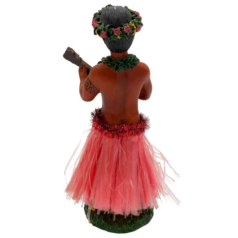 Ceramic Hawaii Hula Man Ukulele Player with headdress Bobble Doll - 6