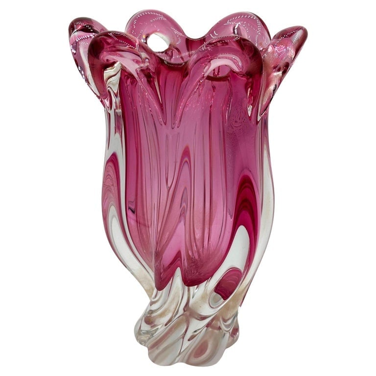MCM Czech Cranberry Art Glass Vase by Josef Hospodka for Chribska Glassworks - 3