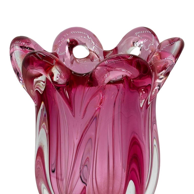 MCM Czech Cranberry Art Glass Vase by Josef Hospodka for Chribska Glassworks - 5
