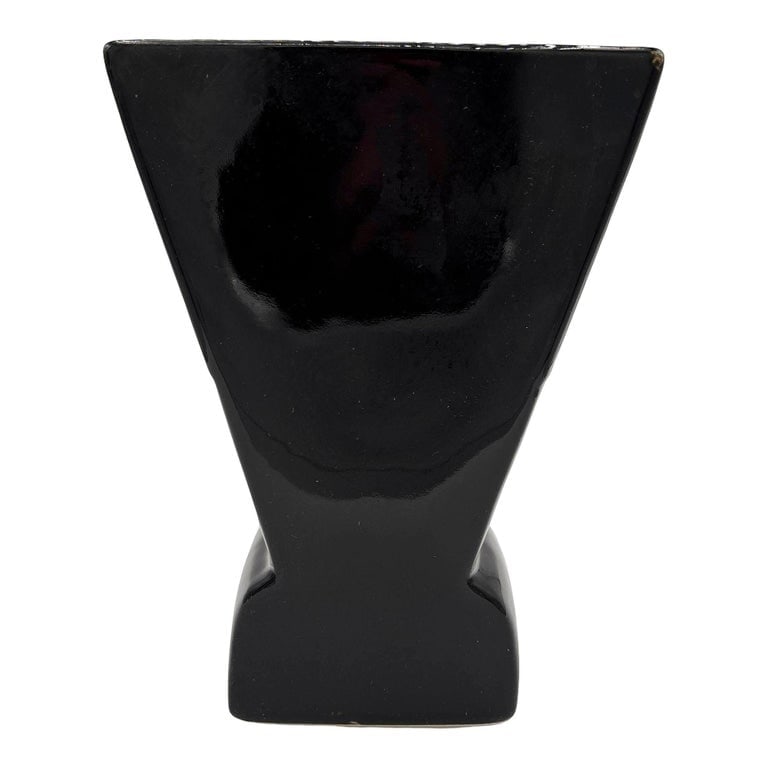 1985 Art Deco Black Pottery Vase Figure Figurine Sculpture Vase by Pelzman Design - 4