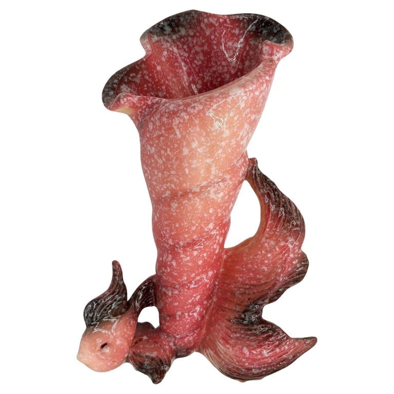 Ebb Tide Vase Fish and Shell Pink Speckled Ceramic Vase by Hull Pottery (1 of 7)