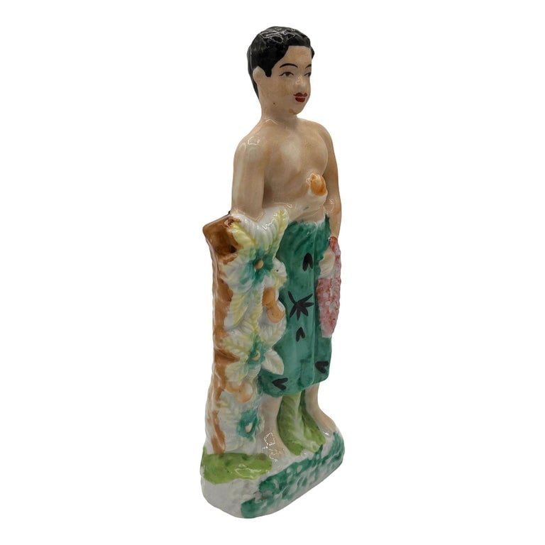 Mid-century Native Boy w/ Fruit Offering and Flowers Ceramic Miniture Figurine - 2
