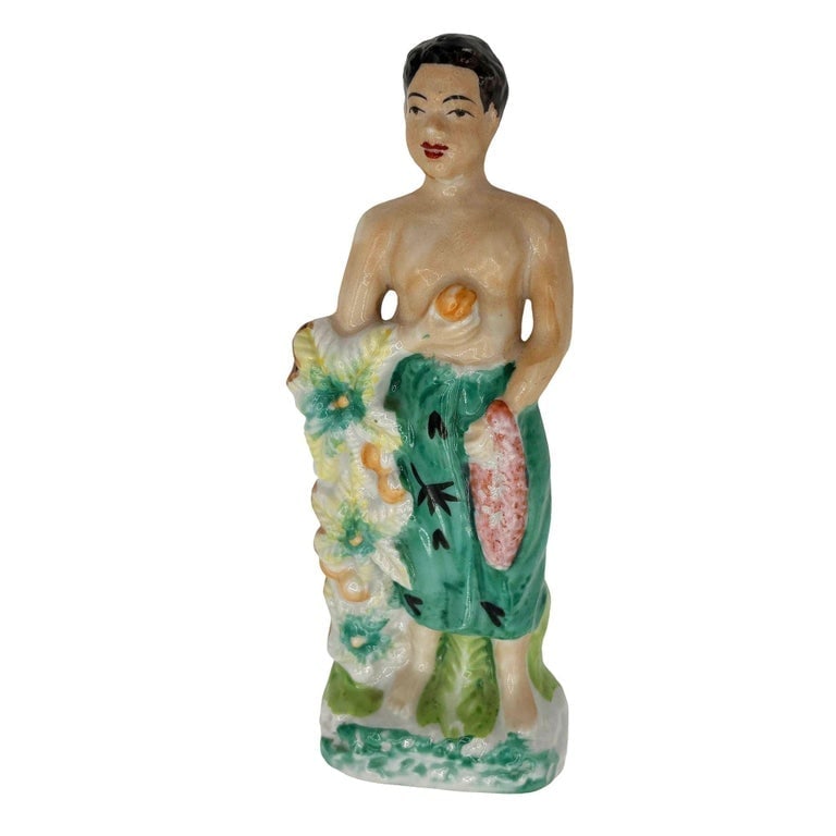 Mid-century Native Boy w/ Fruit Offering and Flowers Ceramic Miniture Figurine - 4