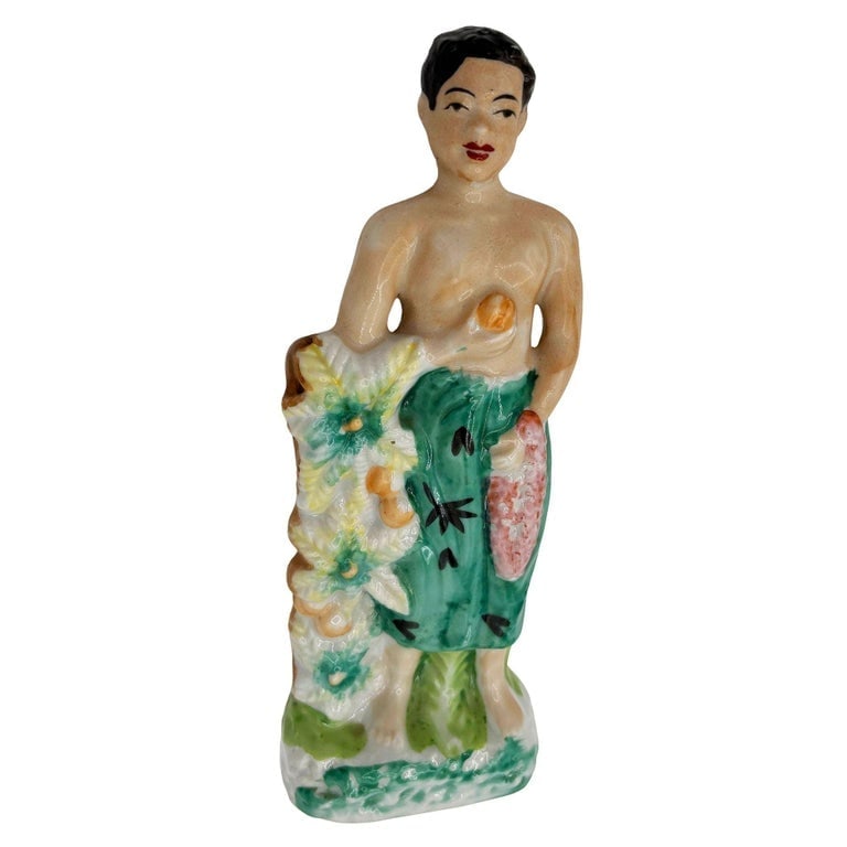 Mid-century Native Boy w/ Fruit Offering and Flowers Ceramic Miniture Figurine - 5