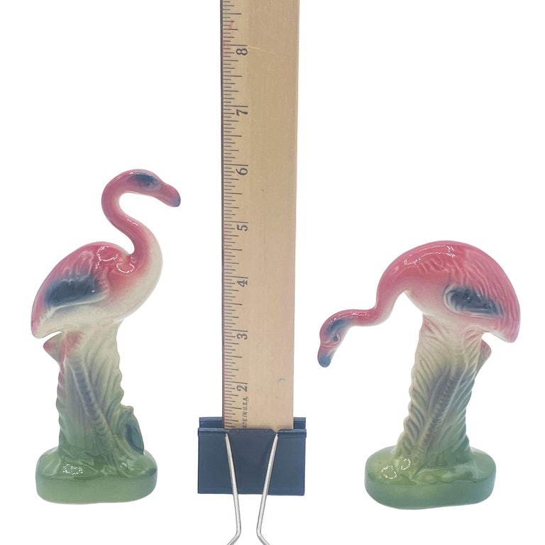 Mid-century Matching Miniature Pink Flamingo Ceramic Tabletop Figure Statues - 13
