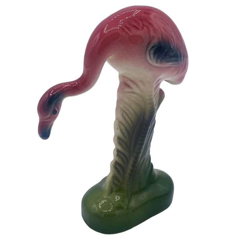 Mid-century Matching Miniature Pink Flamingo Ceramic Tabletop Figure Statues - 7