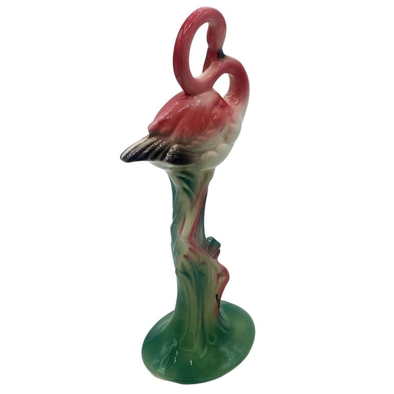 Matching Mid-century Pink Flamingo Ceramic Tabletop Statue Set By Brad Kealer - 12