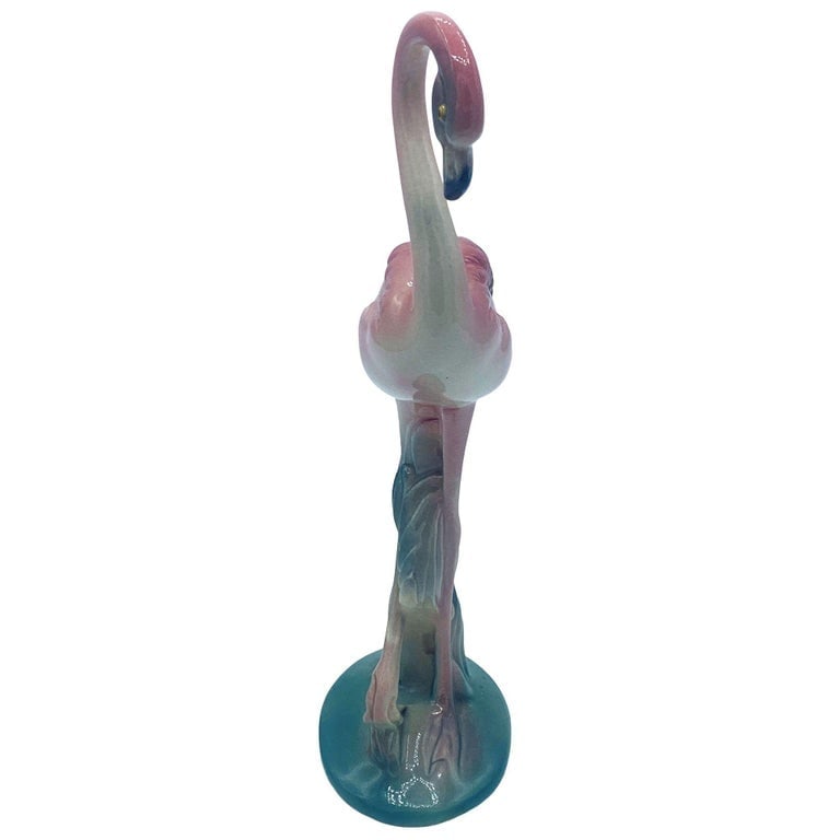 Matching Mid-century Pink Flamingo Ceramic Tabletop Statue Set By Brad Kealer - 3