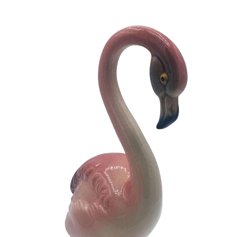 Matching Mid-century Pink Flamingo Ceramic Tabletop Statue Set By Brad Kealer - 8
