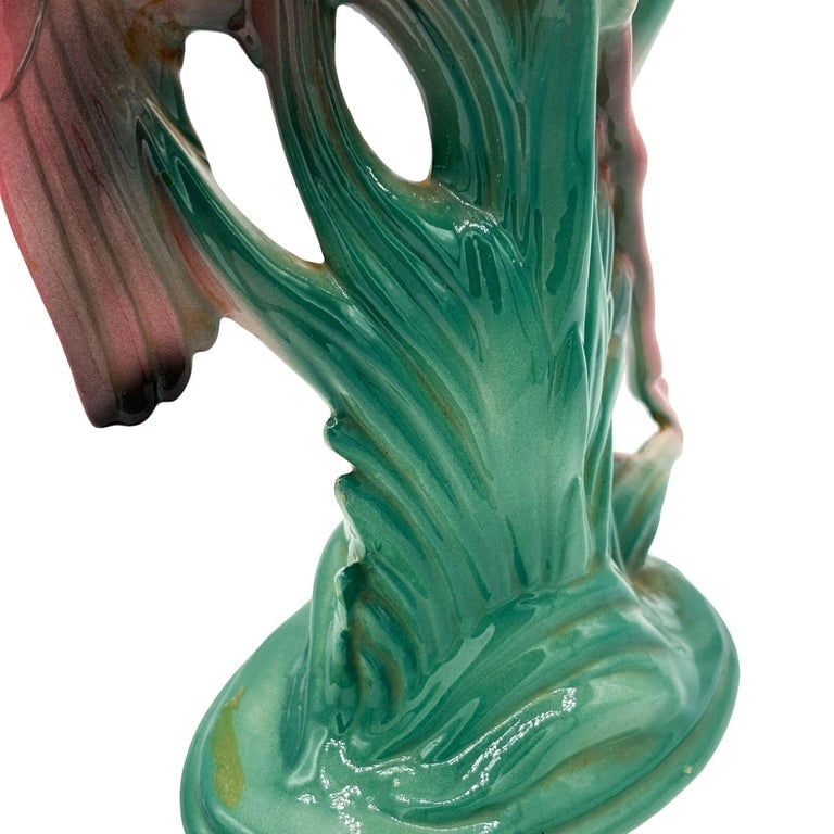 Mid-century 11" Tall Open Wing Pink Flamingo Ceramic Tabletop Statue, Pair - 8