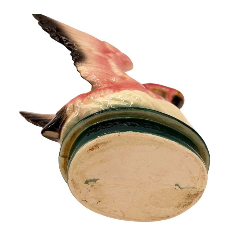 Mid-century California Pottery Ceramic Pink Flamingo Table Planter w/ Dark Base - 5