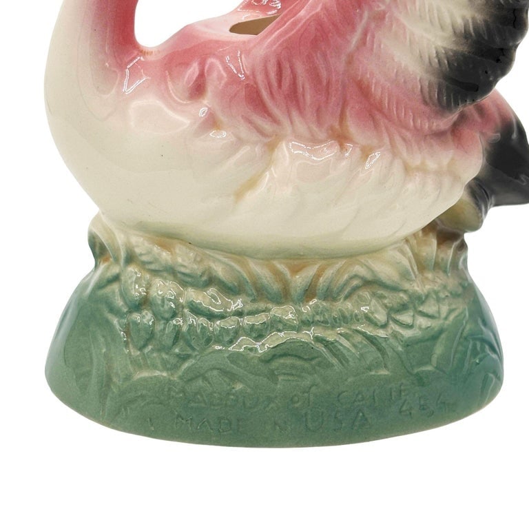 Mid-century California Pottery Ceramic Pink Flamingo Table Planter w/ Light Base - 6