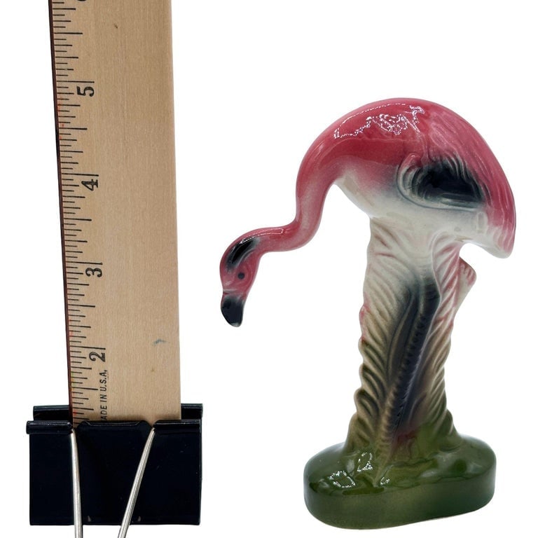 Mid-century California Pottery Ceramic On The Prowl Pink Flamingo Figurine - 10