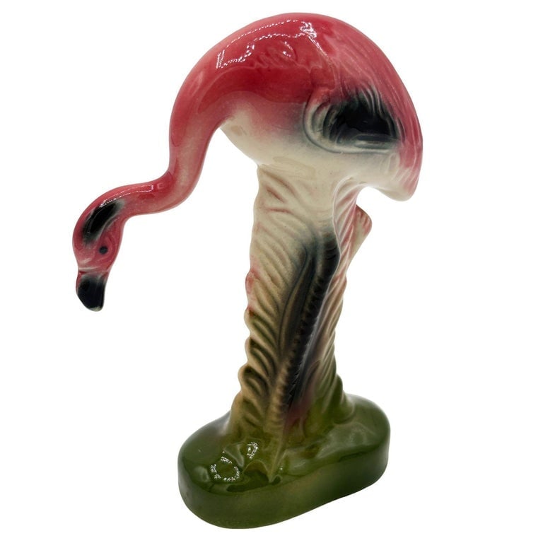 Mid-century California Pottery Ceramic On The Prowl Pink Flamingo Figurine - 3