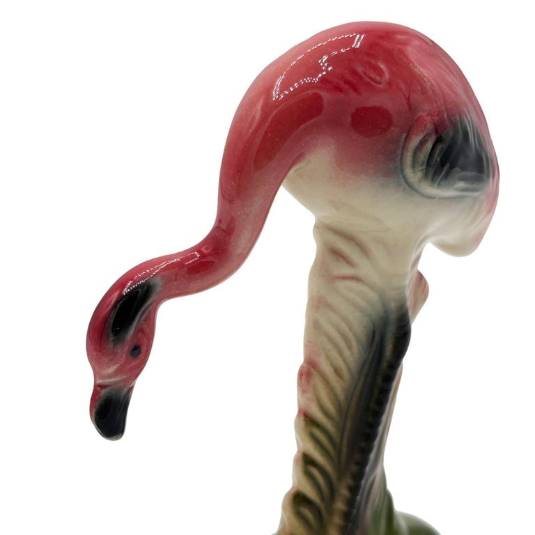 Mid-century California Pottery Ceramic On The Prowl Pink Flamingo Figurine - 4