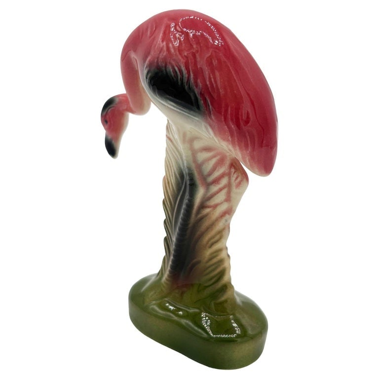 Mid-century California Pottery Ceramic On The Prowl Pink Flamingo Figurine - 5