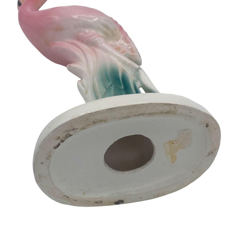 Mid-century "Meeting in Florida" Matching Ceramic Pink Flamingo Statues, Pair - 10