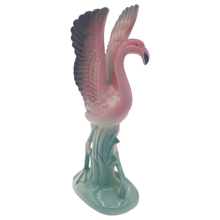 Mid-century "Meeting in Florida" Matching Ceramic Pink Flamingo Statues, Pair - 13