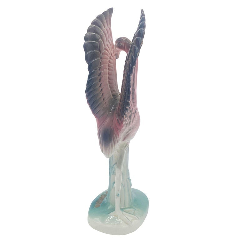 Mid-century "Meeting in Florida" Matching Ceramic Pink Flamingo Statues, Pair - 15