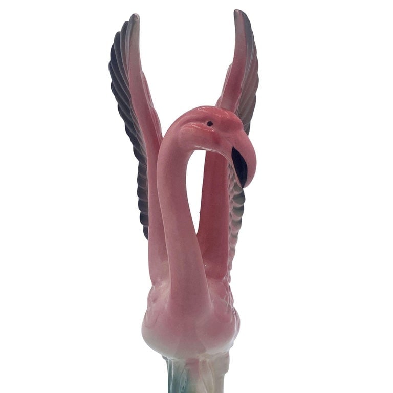 Mid-century "Meeting in Florida" Matching Ceramic Pink Flamingo Statues, Pair - 16