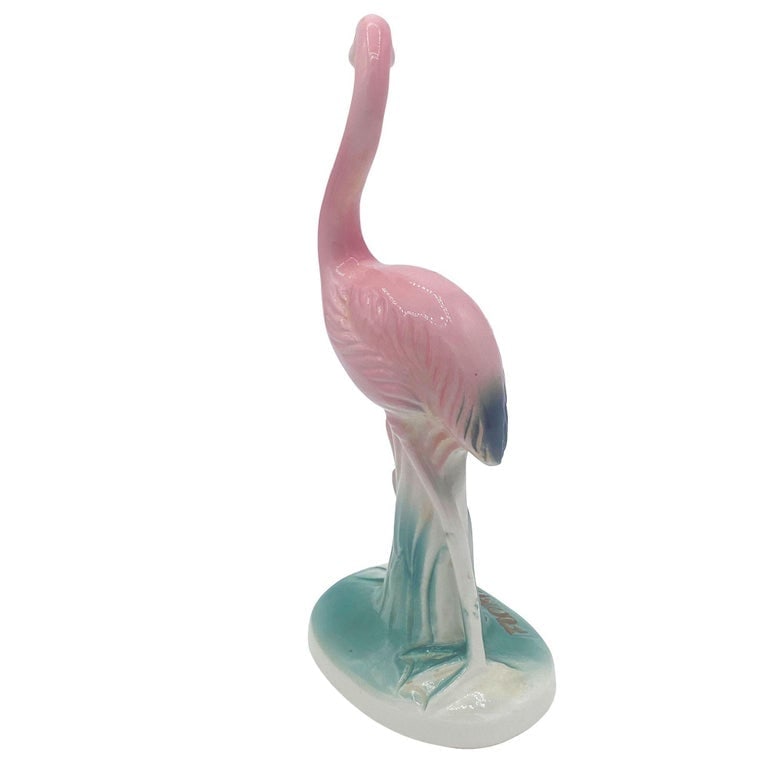 Mid-century "Meeting in Florida" Matching Ceramic Pink Flamingo Statues, Pair - 6