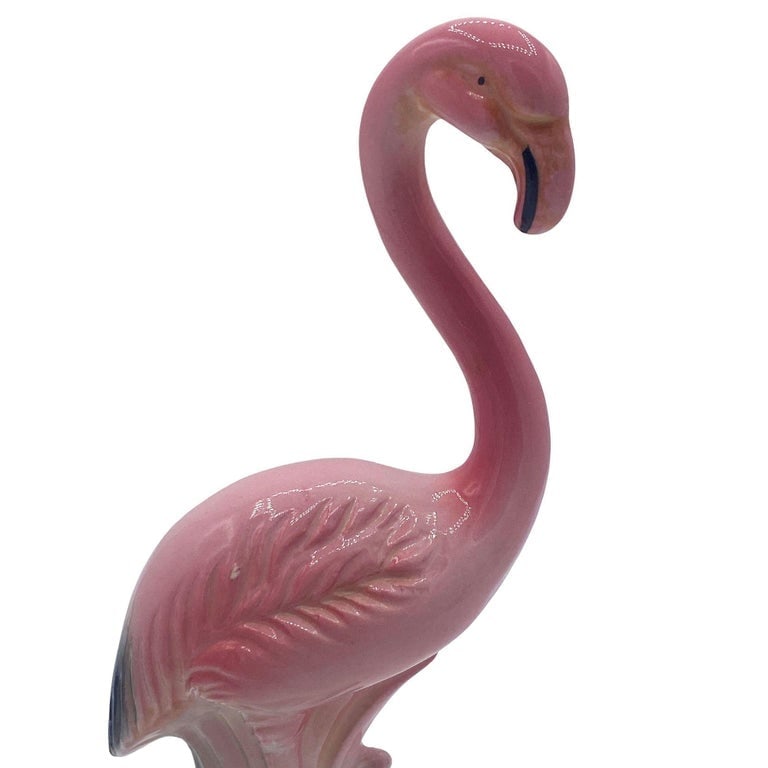 Mid-century "Meeting in Florida" Matching Ceramic Pink Flamingo Statues, Pair - 8