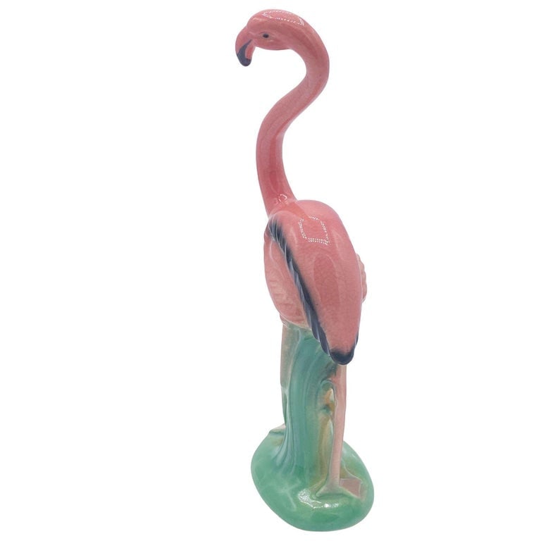 Mid-century "Handsome" Pink Flamingo Ceramic Tabletop Statue By Leftons - 2