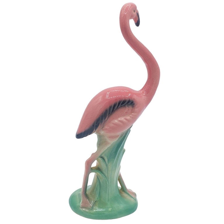 Mid-century "Handsome" Pink Flamingo Ceramic Tabletop Statue By Leftons - 3