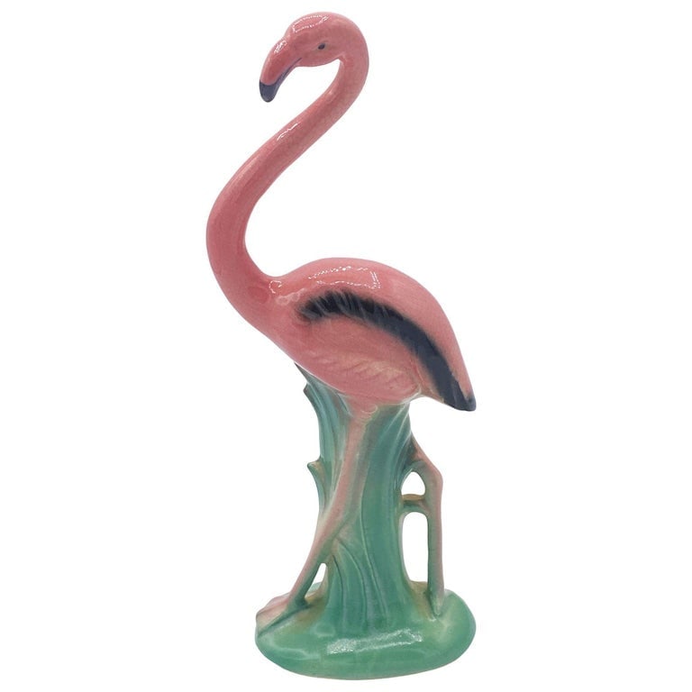 Mid-century "Handsome" Pink Flamingo Ceramic Tabletop Statue By Leftons - 4