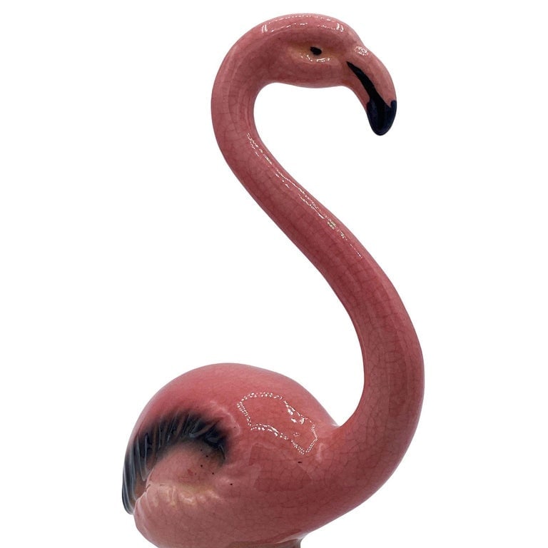 Mid-century "Handsome" Pink Flamingo Ceramic Tabletop Statue By Leftons - 5