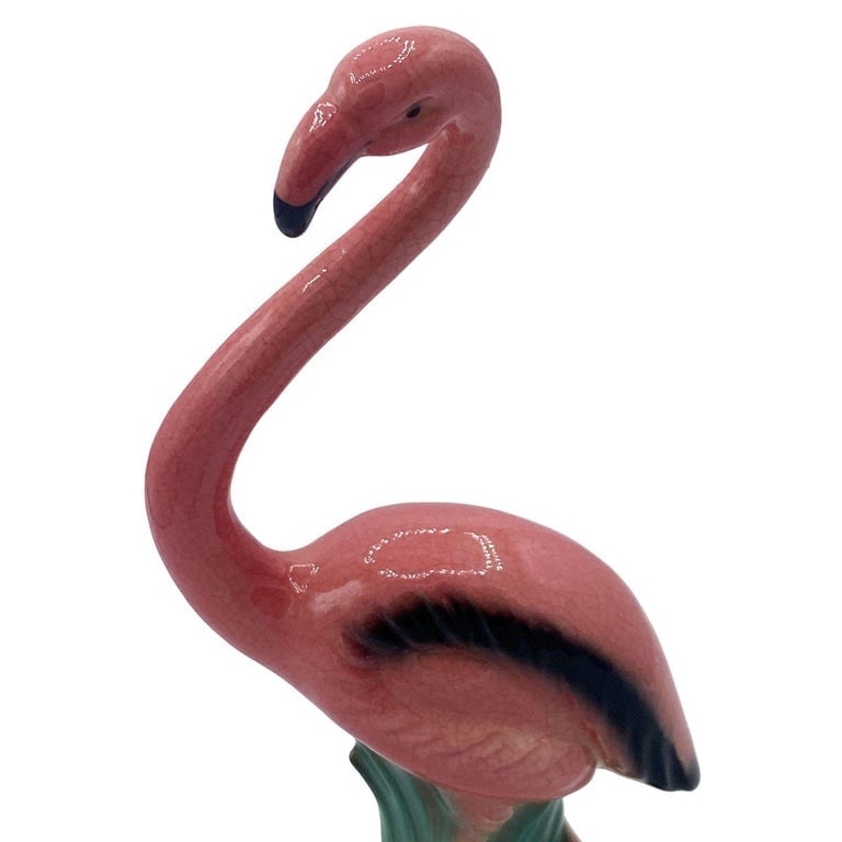 Mid-century "Handsome" Pink Flamingo Ceramic Tabletop Statue By Leftons - 6