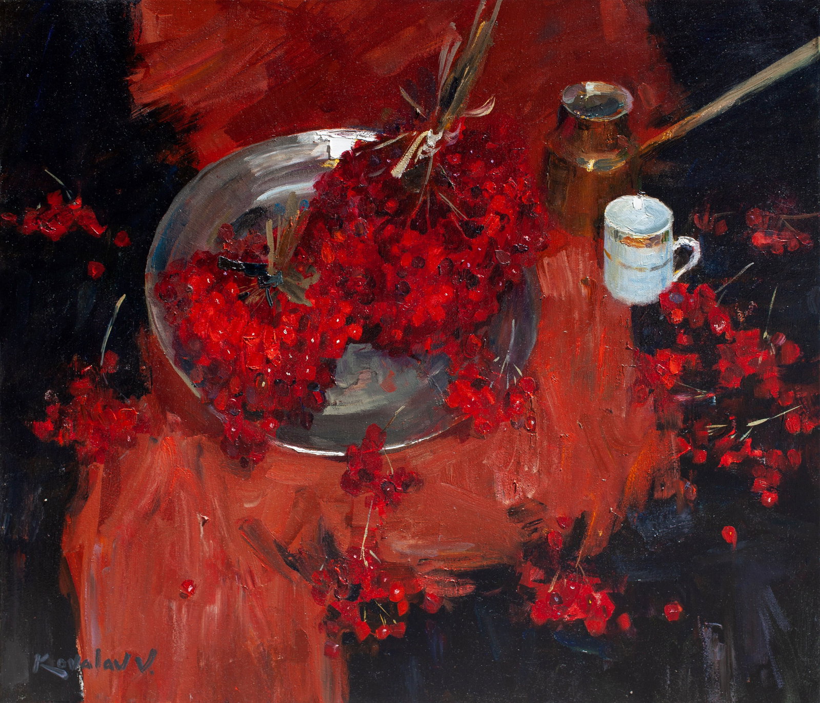 Oil painting Kalina Ukrainian Artist: Title: Oil painting Kalina Ukrainian Artist Description: 33KV Painter: Kovaliov V. S?ze: 60x70 cm/23.6x27.6 inches Components: oil, canvas Original painting from our collection ERA: 2021 Short informa