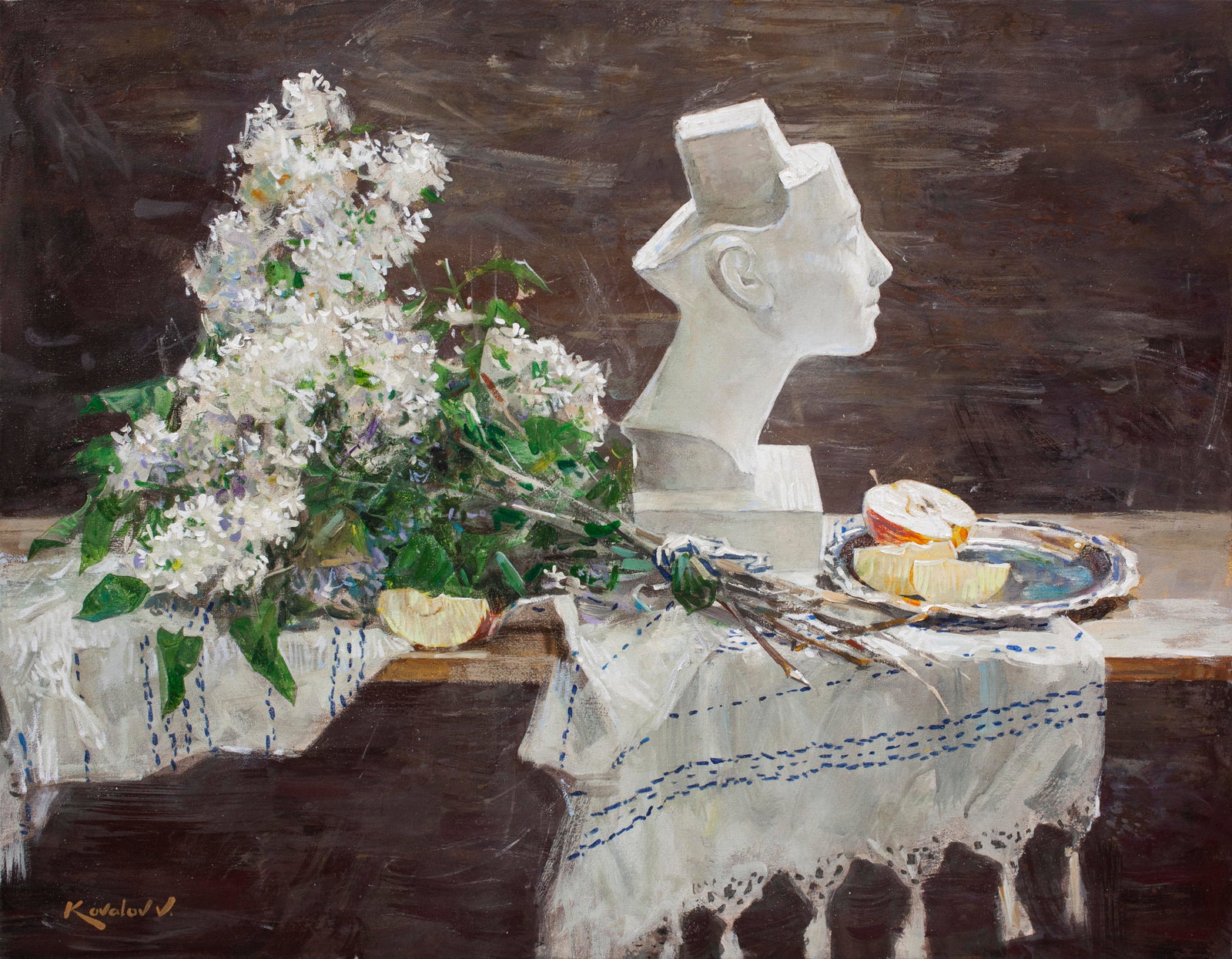 Oil painting Lilac and Nefertiti Ukrainian Artist: Title: Oil painting Lilac and Nefertiti Ukrainian Artist Description: 34KV Painter: Kovaliov V. S?ze: 70x90 cm/27.6x35.4 inches Components: oil, canvas Original painting from our collection ERA: 2018 