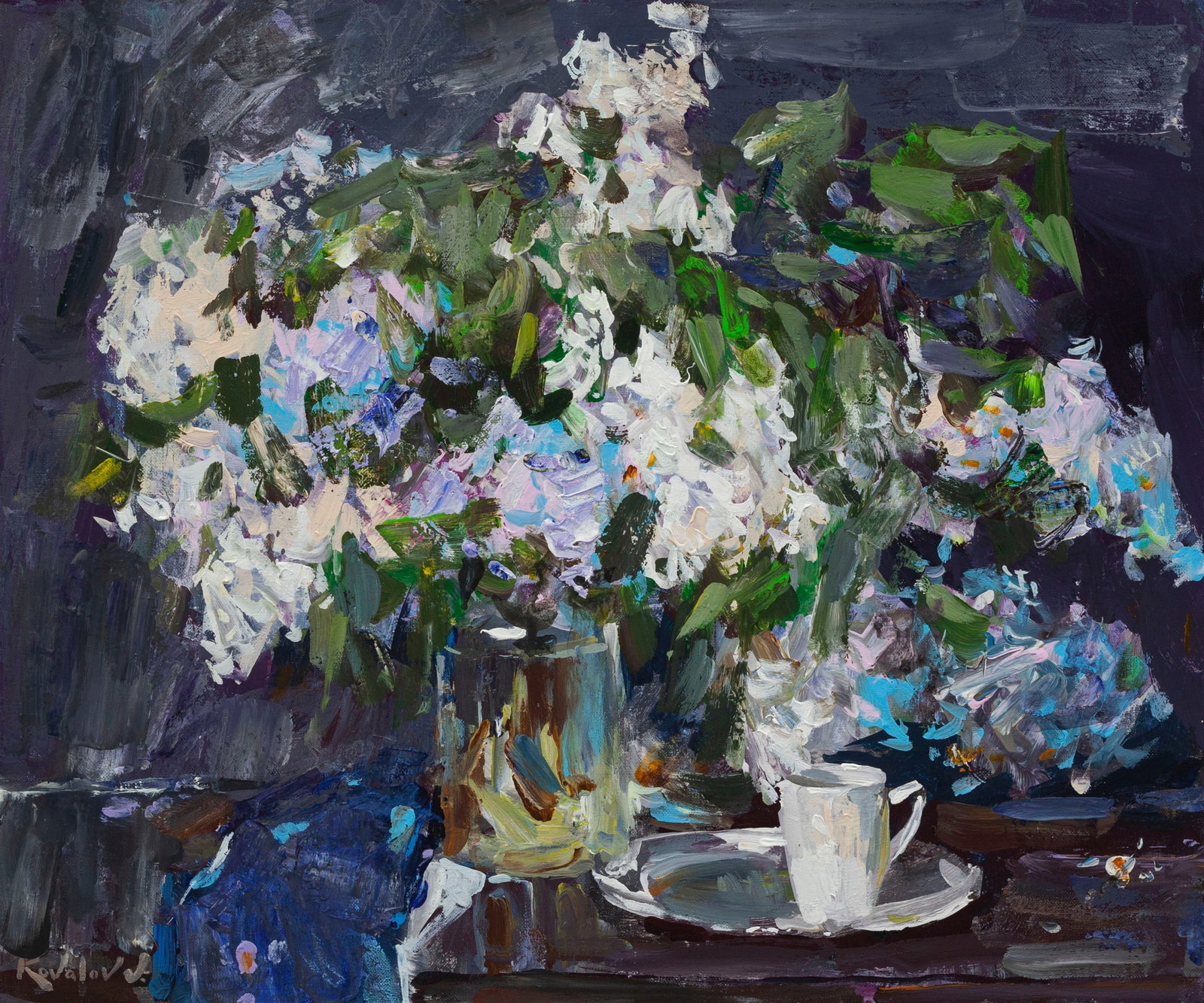 Oil painting Lilac Ukrainian Artist: Title: Oil painting Lilac Ukrainian Artist Description: 35KV Painter: Kovaliov V. S?ze: 50x60 cm/19.7x23.6 inches Components: oil, canvas Original painting from our collection ERA: 2020 Short informat