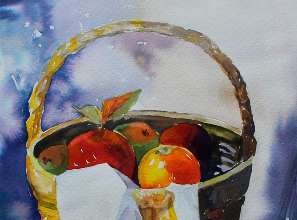 Watercolor painting Still life with apples Maria Voloschak - 4