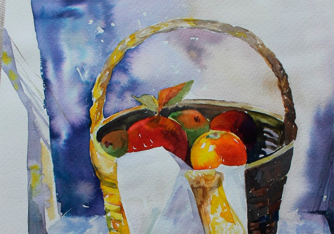 Watercolor painting Still life with apples Maria Voloschak - 8