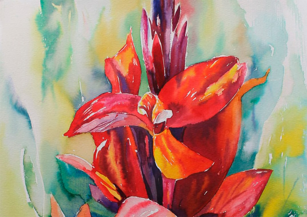 Watercolor painting Still life with flowers Maria Voloschak - 9