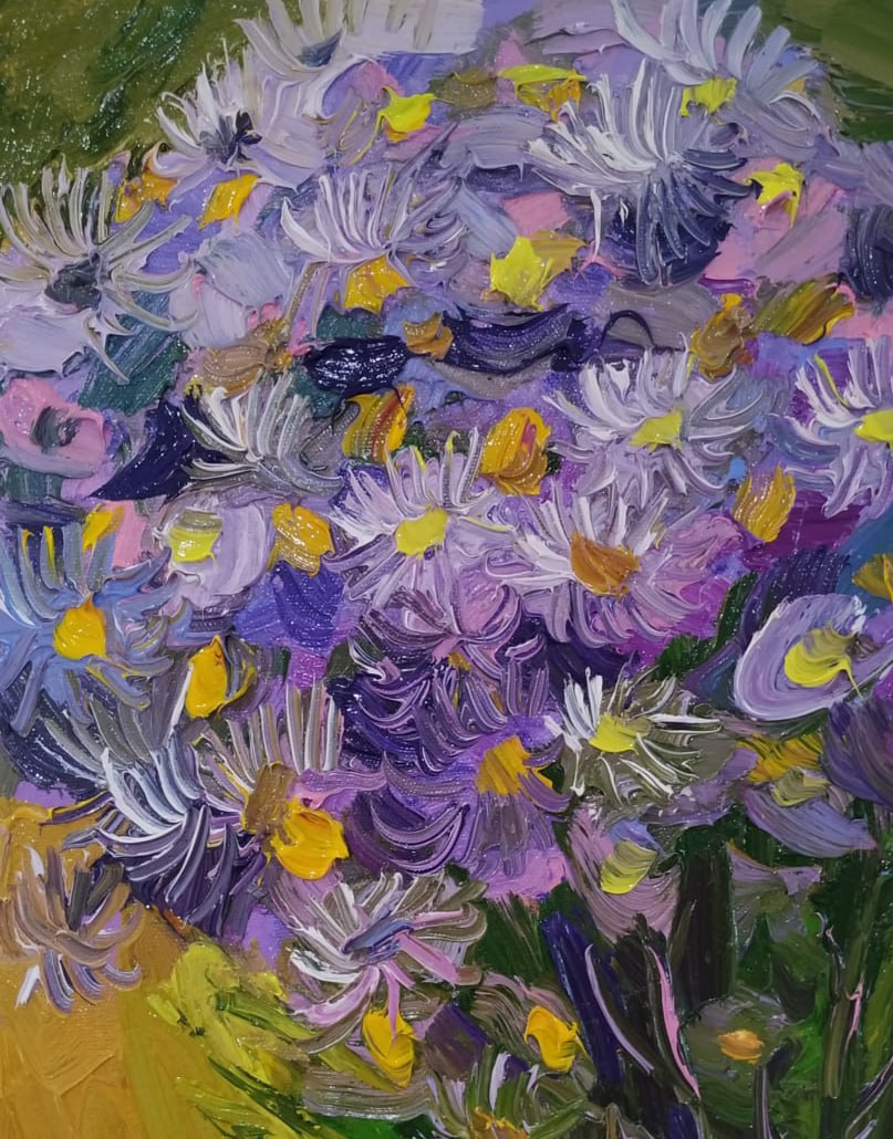 Oil painting Cornflowers Nina L - 3