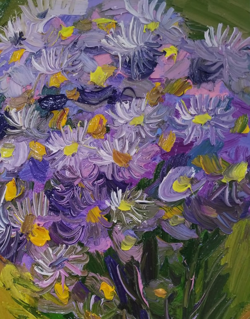 Oil painting Cornflowers Nina L - 4