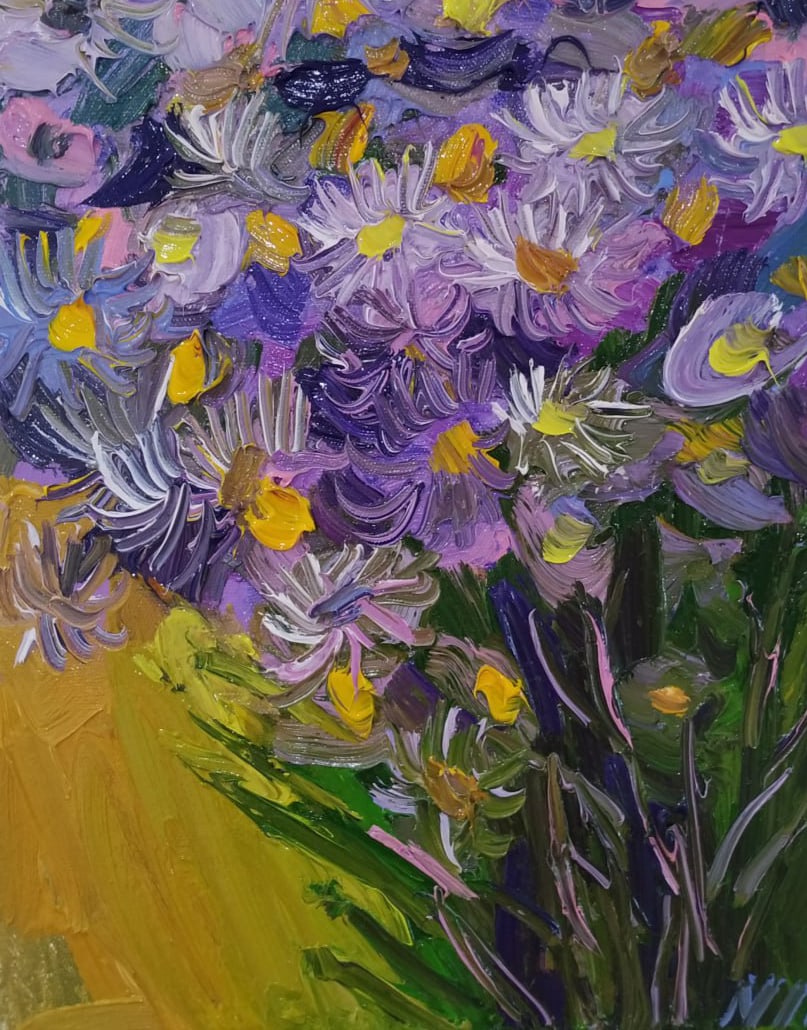 Oil painting Cornflowers Nina L - 5