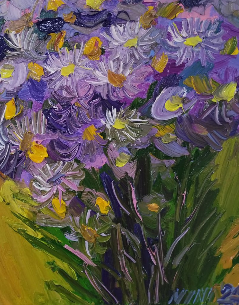 Oil painting Cornflowers Nina L - 6