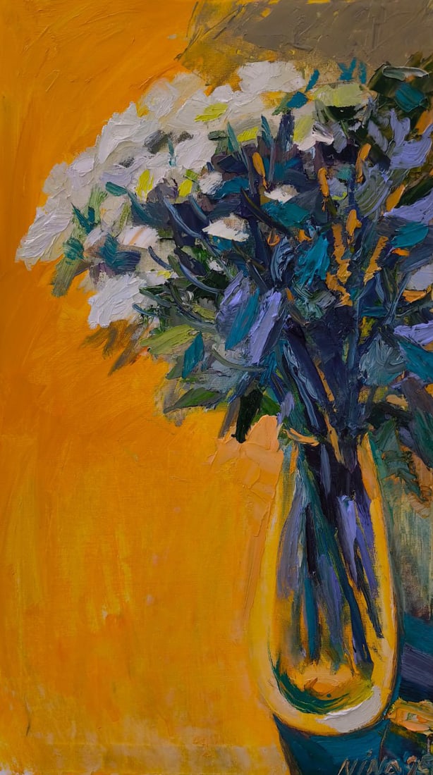 Oil painting Chrysanthemums Nina L (1 of 10)