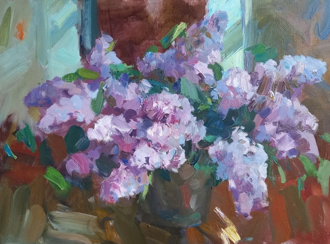 Oil painting Lilac Velvet Alex Ditriev: Title: Oil painting Lilac Velvet Alex Ditriev Description: 130AD Painter: Alex Ditriev S?ze: 70x50 cm/27.6x19.7 inches Components: oil, canvas Original painting from our collection ERA: Short informat