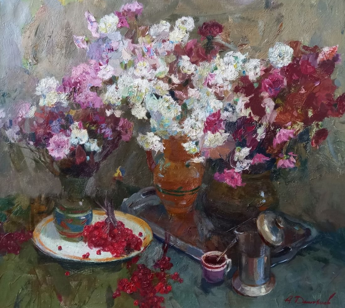 Oil painting Chrysanthemums Alex Ditriev: Title: Oil painting Chrysanthemums Alex Ditriev Description: 205AD Painter: Alex Ditriev S?ze: 90x80 cm/ 35.4x31.5 inches Components: oil, canvas Original painting from our collection ERA: Short infor